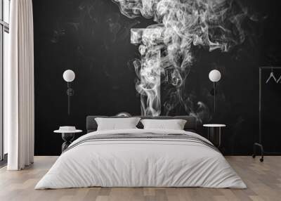 A black and white photograph of a smoke letter 'J' Wall mural