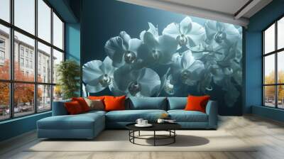 A bunch of white flowers in a vase, perfect for home decor Wall mural