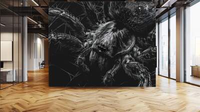 A classic illustration of a spider in black and white Wall mural