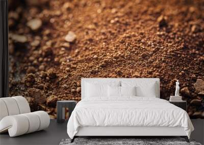 A close-up shot of a pile of dirty soil with rough texture Wall mural