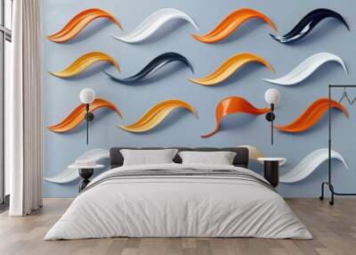 A collection of wavy shapes on a neutral gray background, great for abstract or geometric design Wall mural