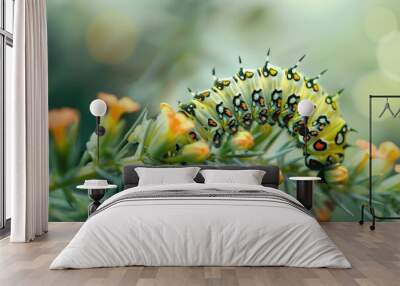 A detailed view of a caterpillar butterfly on a plant. Perfect for educational materials or nature blogs Wall mural