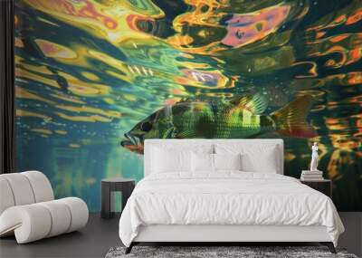 A fish swimming in water, suitable for aquatic themes Wall mural