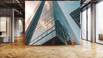 A high-rise building with numerous windowed floors, suitable for architectural or cityscape images Wall mural