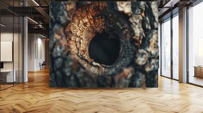 A hole in the trunk of a tree, suitable for use in illustrations or designs Wall mural