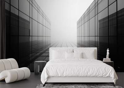 A monochrome image of a towering structure, suitable for architectural themes Wall mural