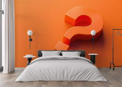 A striking red question mark on a vibrant orange background. Perfect for educational or promotional materials Wall mural