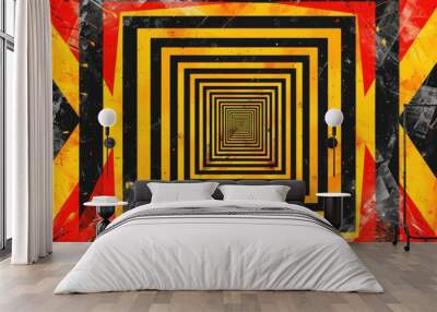 A unique abstract painting of a square tunnel. Suitable for art and design projects Wall mural