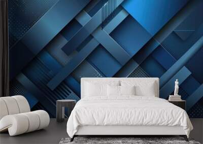 Abstract dark blue background with metallic squares. Great for technology or industrial concepts Wall mural