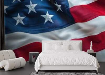 Close up view of the stars and stripes of an American flag Wall mural