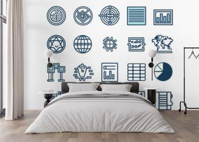 Collection of simple icons on a white background Wall mural