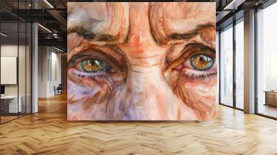 Detailed close up of a painting of a person's eyes. Suitable for various design projects Wall mural