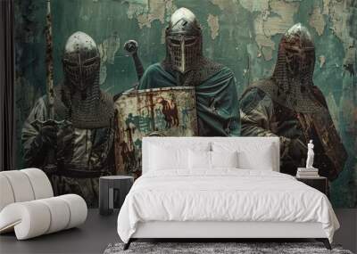 Group of medieval warriors standing together Wall mural