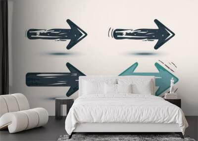 Set of four different colored arrows. Suitable for various design projects Wall mural