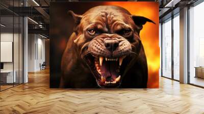 Terrible pit bull grinning its mouth Wall mural