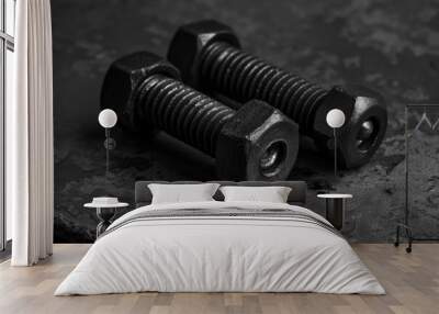 Two bolts sitting on a table, ready to use for various projects Wall mural