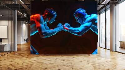 Two people standing side by side on a performance space, possibly in an auditorium or theater setting Wall mural