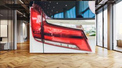 Car detail. New led taillight by night. The rear lights of the car, in hybrid sports car. Developed Car's rear brake light. Wall mural