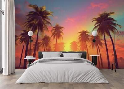 palm trees at sunset Wall mural