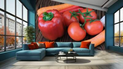 vegetables on the dark wooden background Wall mural