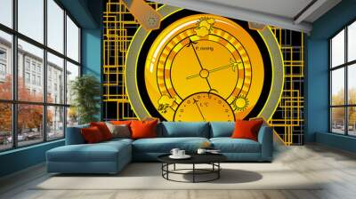 navigational instrument - the barometer in the style of steampunk on an abstract background Wall mural