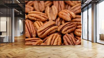 raw pecan nuts close up. Healthy food concept Wall mural