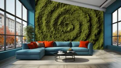 Superfood moringa, chlorella or spirulina powder. Green super food Wall mural