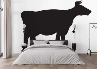 Cow silhouette of an animal on an isolated white background. Vector image Wall mural