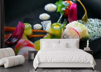 Molecular food on a plate Wall mural