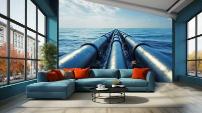  Offshore Industry oil and gas production petroleum pipeline. Offshore industry pipeline in action, transporting oil and gas. Wall mural