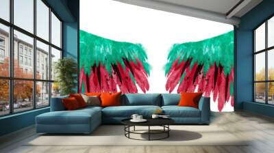 Beautiful magis green red black watercolor wings Wall mural