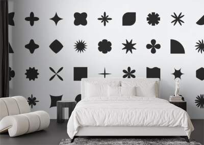 Geometric brutalist shape silhouettes. Modern elements abstract figures swiss style, bold minimalist basic forms. Vector set Wall mural