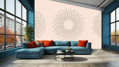 Light rays sunburst set. Linear round frames vintage hipster style, modern design elements. Vector minimal illustration Wall mural