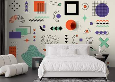 memphis geometric shapes. abstract retro design elements, set of modern hipster figures 80s 90s styl Wall mural