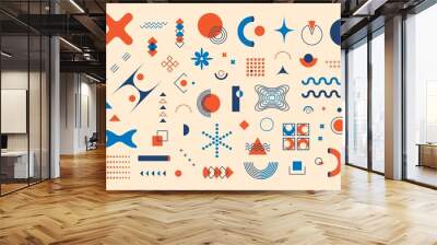 Memphis geometric shapes. Set of abstract graphic elements. Trendy hipster figures 90s style. Modern vector illustration Wall mural