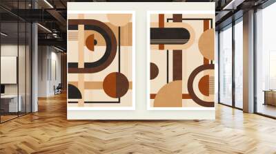 Minimal geometric poster. Abstract circle square shapes for home decor, wall art prints modern aesthetic. Vector set Wall mural