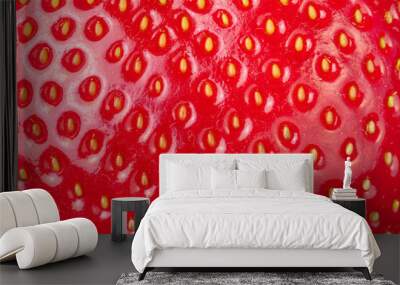 Strawberry skin texture close-up. Food background. Wall mural