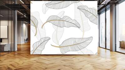 Banana leaves. Seamless pattern background. Composition on a white background. Wall mural