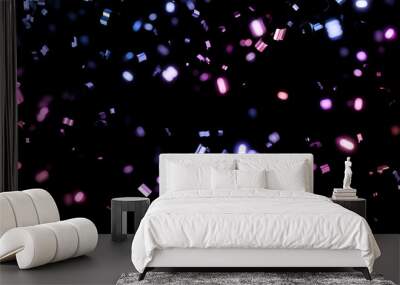 background 3d confetti glitter neon festive concept black background Wall mural