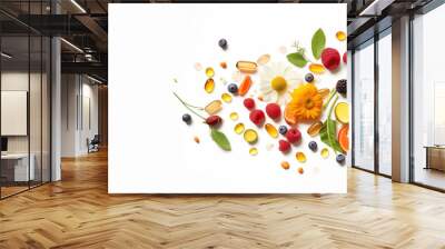 multivitamin supplements vitamin complex on white background Wall mural