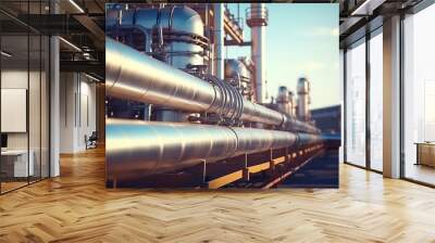 Gas pipes for the oil industry. a clean pipeline for renewable energy production. pipeline for gas or oil, pure hydrogen gas for the production of environmentally friendly electricity. Wall mural