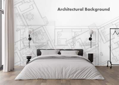 Architectural background. Part of architectural project, architectural plan of a residential building. Black and white Wall mural