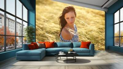 sunshine, enjoy, romantic, backlit, lifestyle, caucasian Wall mural