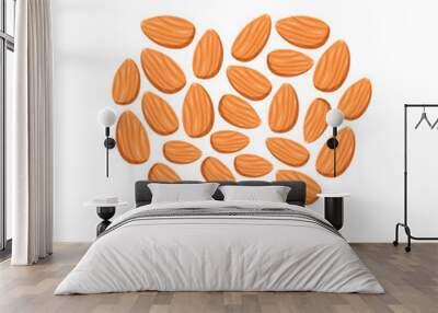 Almond nut icon. Pitted heart. Food for healthy nutrition, dessert, snack. A healthy organic diet Wall mural