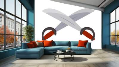 Crossed sabers icon for pirate, knight and warrior. Element for children design Wall mural