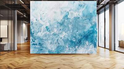 Premium Background. Painting with blue paint, paint application technique, stains, painting, soft watercolor. Luxury art for flyer, poster, notepad. Wall mural