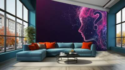 Concept of thinking, abstract technology background, 2D illustration question mark Wall mural