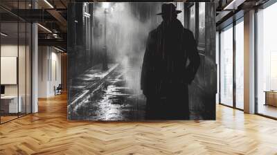 Generative AI Old fashioned retro style gangster movie noir picture in dramatic scene moment Wall mural