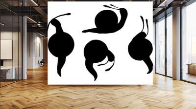 Set of silhouettes, doodles of snails. Vector graphics. Wall mural