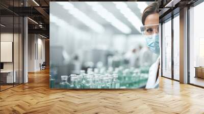 Pharmaceutical line for the production of pharmaceutical medicines  glass bottles. Wall mural